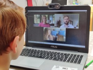 Student having a videocall